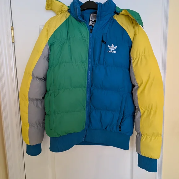 Vintage Adidas Colorblock Puffer Jacket Large - Picture 2 of 16
